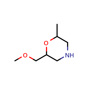 Chemical structure of 2-(methoxymethyl)-6-methylmorpholine , CAS 1339925-33-5, AChemBlock X211778