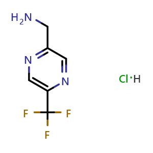 Chemical structure of (5-(Trifluoromethyl)pyrazin-2-yl)methanamine hydrochloride , CAS 1971857-88-1, AChemBlock X211786