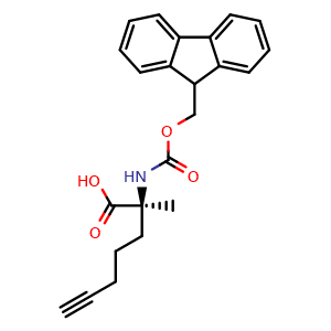 Chemical structure of (S)-2-((((9H-fluoren-9-yl)methoxy)carbonyl)amino)-2-methylhept-6-ynoic acid , CAS 1050501-65-9, AChemBlock X211797