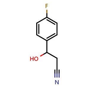 Chemical structure of 4-fluoro-beta-hydroxybenzenepropanenitrile , CAS 136568-65-5, AChemBlock X211821