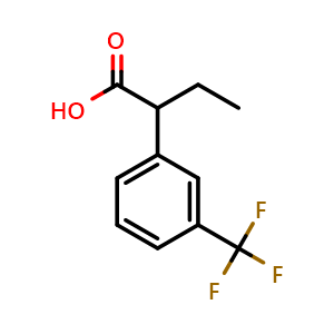 Chemical structure of alpha-ethyl-3-(trifluoromethyl)-Benzeneacetic acid , CAS 129140-97-2, AChemBlock X211826