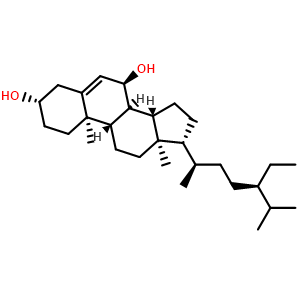 Chemical structure of (3beta,7alpha)-Stigmast-5-ene-3,7-diol , CAS 34427-61-7, AChemBlock X211846