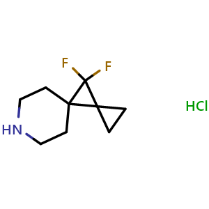 Chemical structure of 10,10-difluoro-7-azadispiro[2.0.54.13]decane hydrochloride , CAS 2097935-51-6, AChemBlock X211878