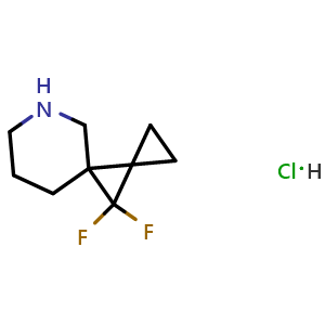 Chemical structure of 10,10-difluoro-6-azadispiro[2.0.54.13]decane hydrochloride , CAS 2097990-92-4, AChemBlock X211881