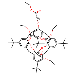 Chemical structure of 4-tert-Butylcalix[4]arenetetraacetic Acid Tetraethyl Ester , CAS 97600-39-0, AChemBlock X211882