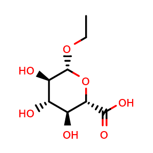 Chemical structure of (2S,3S,4S,5R,6R)-6-ethoxy-3,4,5-trihydroxytetrahydro-2H-pyran-2-carboxylic acid , CAS 17685-04-0, AChemBlock X211928
