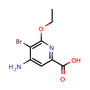 Chemical structure of 4-Amino-5-bromo-6-ethoxypicolinic acid , CAS 1057260-48-6, AChemBlock X211942