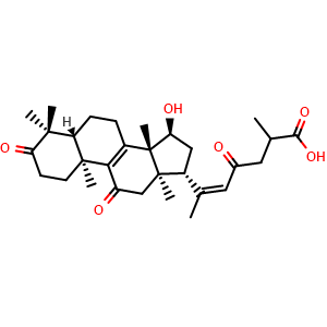 Chemical structure of (15alpha,20Z)-15-hydroxy-3,11,23-trioxo-Lanosta-8,20(22)-dien-26-oic acid , CAS 1961358-01-9, AChemBlock X211956