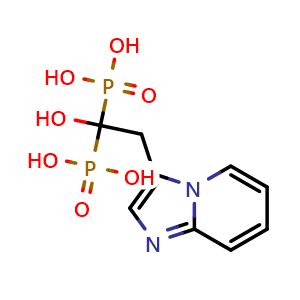 Chemical structure of (1-hydroxy-2-{imidazo[1,2-a]pyridin-3-yl}-1-phosphonoethyl)phosphonic acid , CAS 180064-38-4, AChemBlock X211957