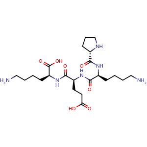 Chemical structure of (2S)-6-amino-2-[(2S)-2-[(2S)-6-amino-2-{[(2S)-pyrrolidin-2-yl]formamido}hexanamido]-4-carboxybutanamido]hexanoic acid , CAS 1036207-61-0, AChemBlock X211965