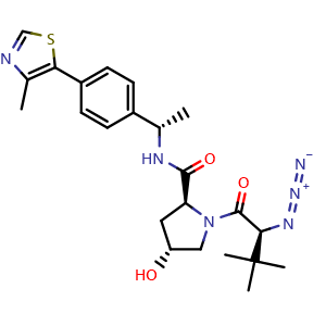 Chemical structure of (2S,4R)-1-((S)-2-azido-3,3-dimethylbutanoyl)-4-hydroxy-N-((S)-1-(4-(4-methylthiazol-5-yl)phenyl)ethyl)pyrrolidine-2-carboxamide , AChemBlock X211967