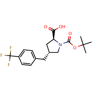 Chemical structure of (2s,4r)-1-(tert-butoxycarbonyl)-4-(4-(trifluoromethyl)benzyl)pyrrolidine-2-carboxylic acid , CAS 957311-17-0, AChemBlock X211968