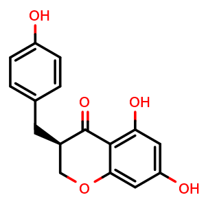 Chemical structure of (3R)-2,3-Dihydro-5,7-dihydroxy-3-[(4-hydroxyphenyl)methyl]-4H-1-benzopyran-4-one , CAS 849727-88-4, AChemBlock X211974
