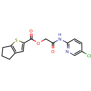 Chemical structure of [2-[(5-chloro-2-pyridyl)amino]-2-oxo-ethyl] 5,6-dihydro-4H-cyclopenta[b]thiophene-2-carboxylate , CAS 732998-71-9, AChemBlock X211992