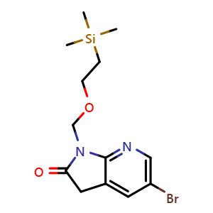 Chemical structure of 5-bromo-1-((2-(trimethylsilyl)ethoxy)methyl)-1,3-dihydro-2H-pyrrolo[2,3-b]pyridin-2-one , CAS 1229584-03-5, AChemBlock X212028