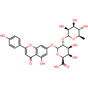 Chemical structure of Apigenin 7-[rhamnosyl-(1->2)-galacturonide] , CAS 124167-97-1, AChemBlock X212056