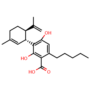 Chemical structure of Cannabidiolic acid , CAS 1244-58-2, AChemBlock X212103