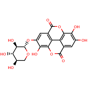 Chemical structure of Ellagic acid-4-O-beta-D-xylopyranoside , CAS 139163-18-1, AChemBlock X212172