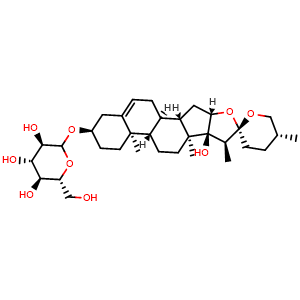 Chemical structure of Glucopyranoside,(3beta,25R)-17-hydroxyspirost-5-en-3-yl , CAS 84914-58-9, AChemBlock X212236