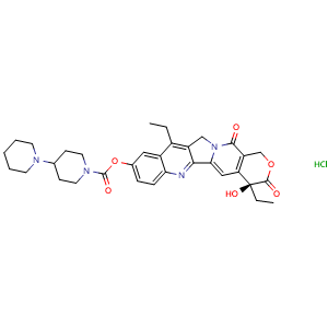 Chemical structure of Irinotecan hydrochloride , CAS 100286-90-6, AChemBlock X212280