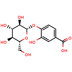 Chemical structure of Protocatechuic acid 4-O-beta-glucoside , CAS 7361-59-3, AChemBlock X212444