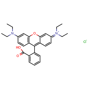 Chemical structure of Rhodamine B , CAS 81-88-9, AChemBlock X212471