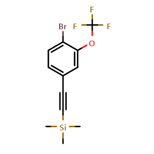 Chemical structure of ((4-bromo-3-(trifluoromethoxy)phenyl)ethynyl)trimethylsilane , AChemBlock X212538