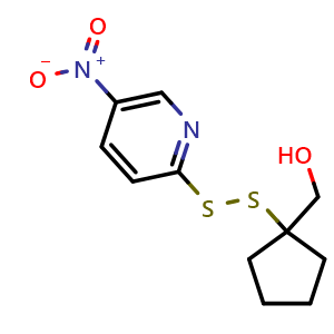 Chemical structure of (1-((5-nitropyridin-2-yl)disulfaneyl)cyclopentyl)methanol , CAS 2187376-04-9, AChemBlock X212541