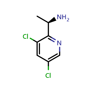 Chemical structure of (1r)-1-(3,5-dichloro(2-pyridyl))ethylamine , CAS 1213560-75-8, AChemBlock X212569