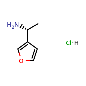 Chemical structure of (1r)-1-(furan-3-yl)ethan-1-amine hydrochloride , CAS 2287239-47-6, AChemBlock X212586