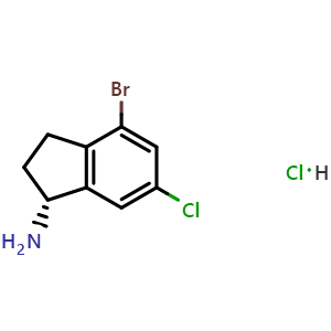 Chemical structure of (1r)-4-bromo-6-chloroindanylamine hydrochloride , AChemBlock X212591