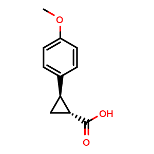 Chemical structure of (1R,2R)-2-(4-Methoxyphenyl)cyclopropanecarboxylic Acid , CAS 5087-21-8, AChemBlock X212596