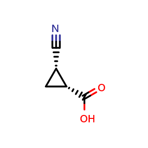 Chemical structure of (1R,2S)-2-cyanocyclopropanecarboxylic acid , CAS 1883302-77-9, AChemBlock X212601