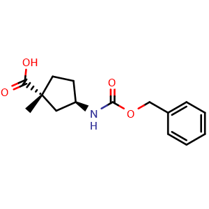 Chemical structure of (1R,3R)-3-(benzyloxycarbonylamino)-1-methyl-cyclopentanecarboxylic acid , CAS 2940875-97-6, AChemBlock X212604