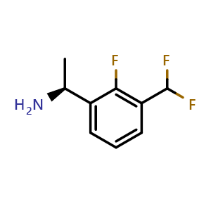 Chemical structure of (1S)-1-[3-(difluoromethyl)-2-fluoro-phenyl]ethanamine , CAS 1389366-49-7, AChemBlock X212635