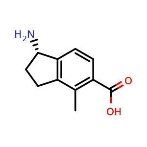 Chemical structure of (1S)-1-amino-4-methyl-indane-5-carboxylic acid , CAS 903630-40-0, AChemBlock X212637