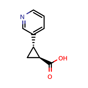 Chemical structure of (1S,2S)-2-(3-pyridyl)cyclopropanecarboxylic acid , CAS 1620644-49-6, AChemBlock X212645