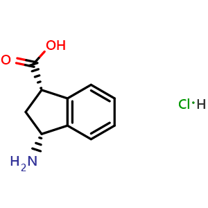 Chemical structure of (1S,3R)-3-aminoindane-1-carboxylic acid hydrochloride , CAS 2140265-23-0, AChemBlock X212650