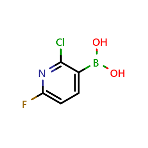 Chemical structure of (2-chloro-6-fluoropyridin-3-yl)boronic acid , CAS 1541206-12-5, AChemBlock X212678