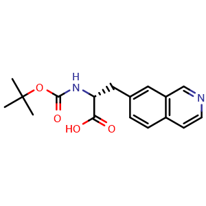 Chemical structure of (2r)-2-([(tert-butoxy)carbonyl]amino)-3-(isoquinolin-7-yl)propanoic acid , AChemBlock X212692