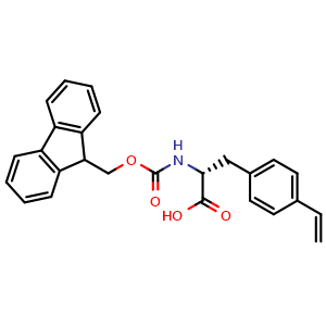 Chemical structure of (2r)-2-[(fluoren-9-ylmethoxy)carbonylamino]-3-(4-vinylphenyl)propanoic acid , CAS 1270291-66-1, AChemBlock X212697