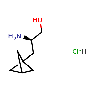 Chemical structure of (2R)-2-amino-3-(1-bicyclo[1.1.1]pentanyl)propan-1-ol hydrochloride , CAS 2920179-12-8, AChemBlock X212713
