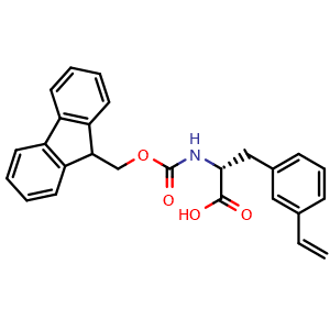 Chemical structure of (2r)-3-(3-ethenylphenyl)-2-({[(9h-fluoren-9-yl)methoxy]carbonyl}amino)propanoic acid , CAS 2703745-68-8, AChemBlock X212715