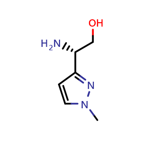 Chemical structure of (2S)-2-amino-2-(1-methylpyrazol-3-yl)ethanol , CAS 1641033-73-9, AChemBlock X212737