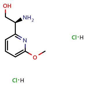 Chemical structure of (2s)-2-amino-2-(6-methoxy(2-pyridyl))ethan-1-ol dihydrochloride , CAS 2682097-33-0, AChemBlock X212742