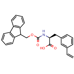 Chemical structure of (2s)-3-(3-ethenylphenyl)-2-({[(9h-fluoren-9-yl)methoxy]carbonyl}amino)propanoic acid , CAS 2703746-22-7, AChemBlock X212756