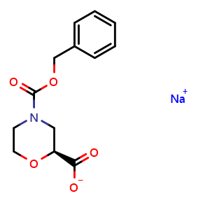 Chemical structure of (2S)-4-benzyloxycarbonylmorpholine-2-carboxylic acid;sodium salt , CAS 2925069-16-3, AChemBlock X212759