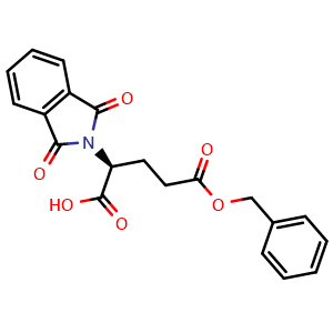 Chemical structure of (2S)-5-(benzyloxy)-2-(1,3-dioxo-2,3-dihydro-1H-isoindol-2-yl)-5-oxopentanoic acid , CAS 88784-33-2, AChemBlock X212760