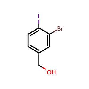 Chemical structure of (3-bromo-4-iodophenyl)methanol , CAS 249647-26-5, AChemBlock X212779