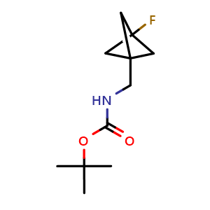 Chemical structure of (3-Fluoro-bicyclo[1.1.1]pent-1-ylmethyl)-carbamic acid tert-butyl ester , CAS 2767004-42-0, AChemBlock X212782